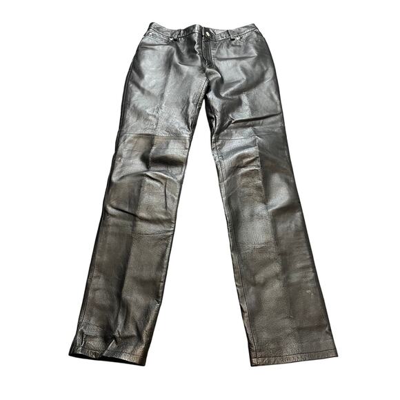 Vintage Leather Newport News Moto Biker‎ Grunge Rave Womens Pants Black Size 8T
